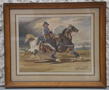 Giroux Achille 1820-1854 Cavaliers Deux aquarelles
