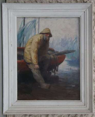 Ponceau Jules 1881-1961 Le Vieux pêcheur Huile sur