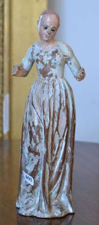 Femme Sujet en bois sculpté polychromé. Italie 