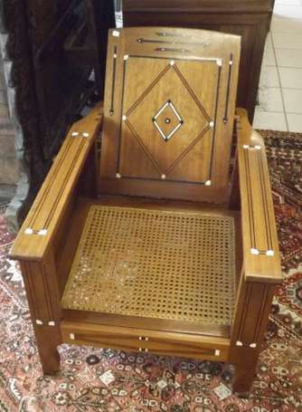 Fauteuil Morris en bois exotique marqueté de 