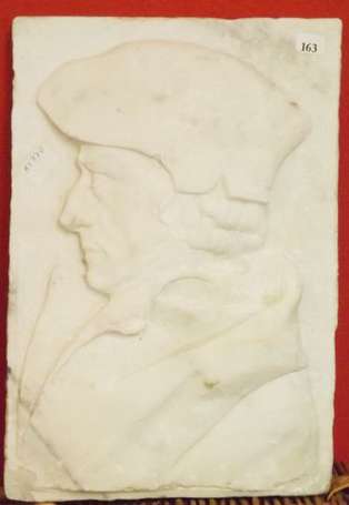 Portrait Erasme d'après Holbein plaque de marbre 