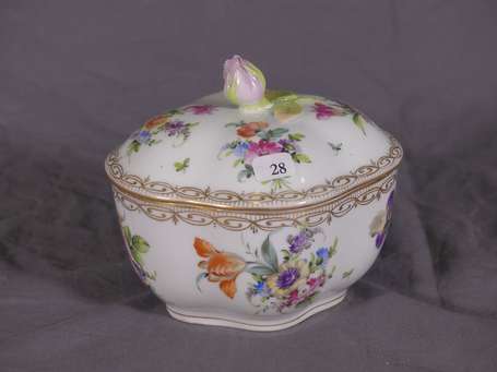 MEISSEN - Bonbonnière en porcelaine à décor floral