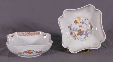 BERNARDAUD, Limoges - Paire de coupes carrées à 