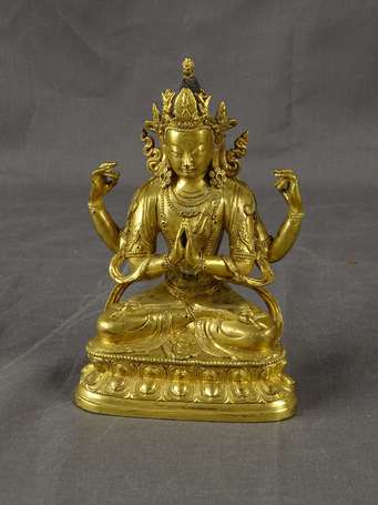 Bodhisattva, sujet en bronze doré. Asie du Sud Est