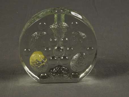 Vase soliflore en verre moulé à décor de cabochons