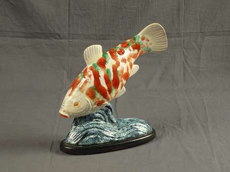 LEFEBVRE - Poisson. Sujet en céramique polychrome.