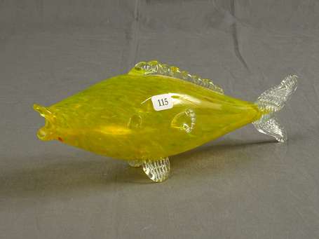MURANO - Poisson en verre soufflé dégradé jaune 