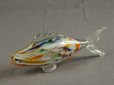 MURANO - Poisson en verre soufflé arlequin L. 24 