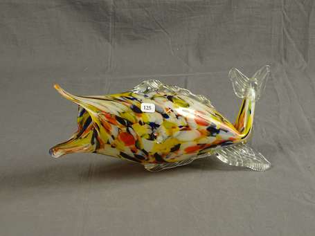 MURANO - Poisson en verre soufflé arlequin L. 29 