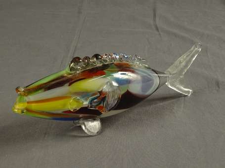 MURANO - Poisson en verre soufflé arlequin L. 23 