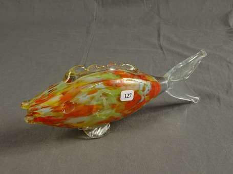 MURANO - Poisson en verre soufflé arlequin L. 24 