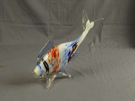 MURANO - Poisson en verre soufflé arlequin L. 34 