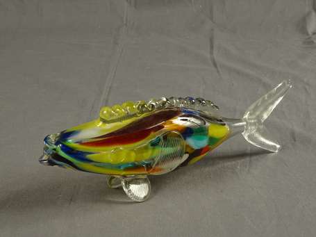 MURANO - Poisson en verre soufflé arlequin L. 24 