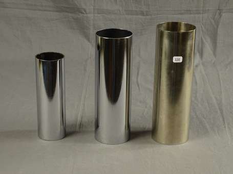 Lot de 3 vases rouleaux empilables en métal 