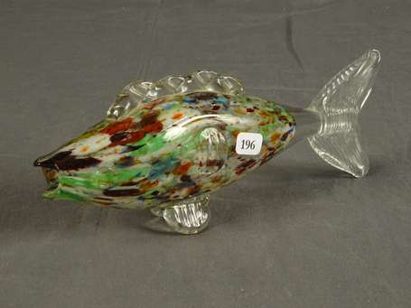 MURANO - Poisson en verre soufflé arlequin L. 23 