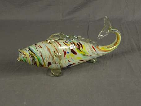 MURANO - Poisson en verre soufflé arlequin L. 37 