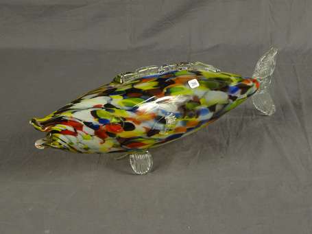 MURANO - Poisson en verre soufflé arlequin L. 43 