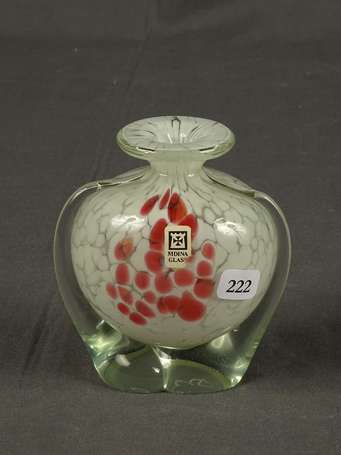 MDINA - Petit vase en verre soufflé arlequin rose 