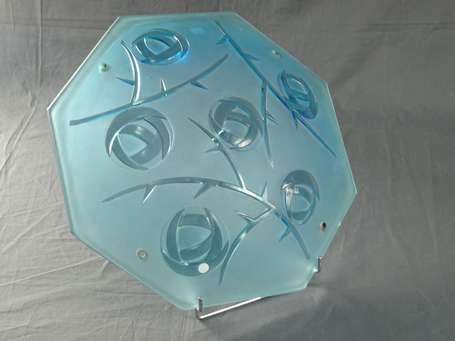 DEGUE - Vasque lumineuse octogonale en verre moulé