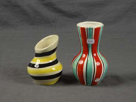 POET-LAVAL - Deux vases en faïence à décor de 