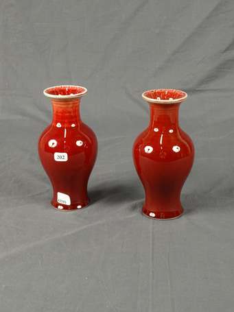 Paire de vases balustre en porcelaine sang de 