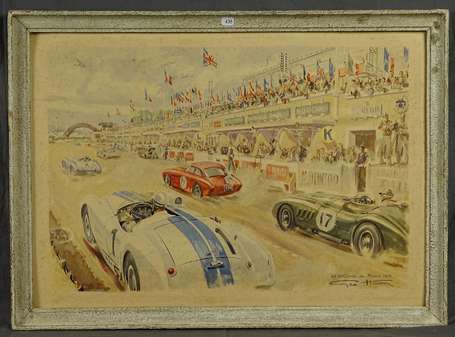 24 HEURES DU MANS 1952 : Gravure signée Géo Ham 