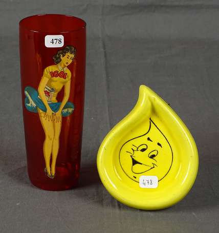 IGOL : Verre illustré d'un Pin-Up. On y joint un 