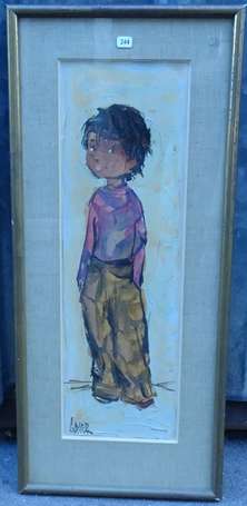 GASSER XXe - Enfant. Huile sur toile, signée en 