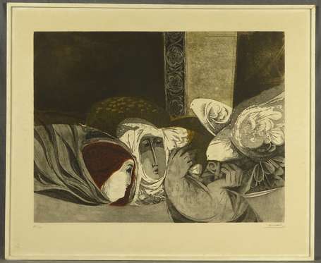 SUNOL Alvar (1935- ) - Scène animée. Lithographie,