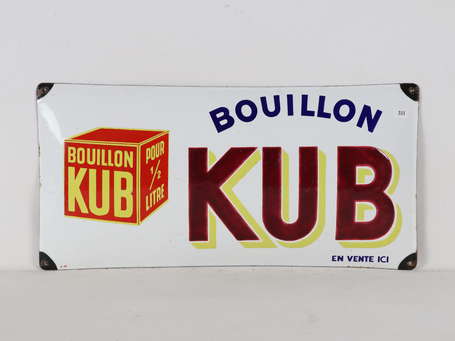 BOUILLON KUB : Bandeau émaillé bombé. Daté 6-35. 