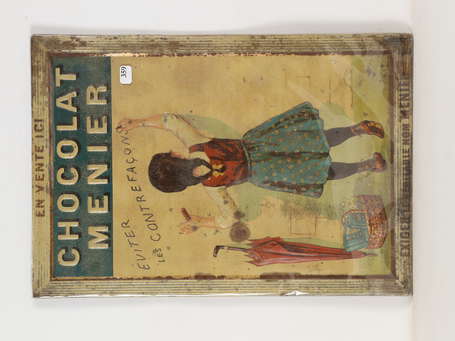 CHOCOLAT MENIER : Tôle lithographiée embossée, 