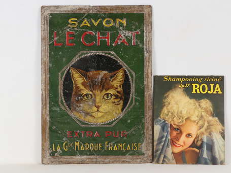 SAVON LE CHAT : Tôle lithographiée embossée. 