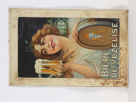 BIÈRE DE VEZELISE : Tôle lithographiée embossée. 