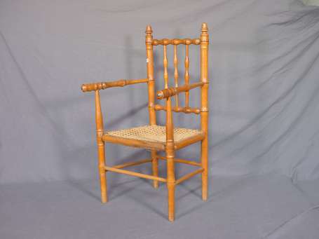Chaise pour grande poupée bambou - assise cannée -