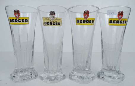 BERGER : Lot de 4 verres publicitaires avec leur 