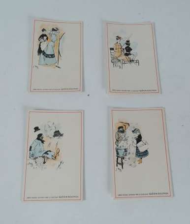 GUERIN-BOUTRON - 4 menus carte postale illustrés 