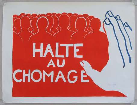 MAI 68 - HALTE AU CHOMAGE - Affiche en sérigraphie