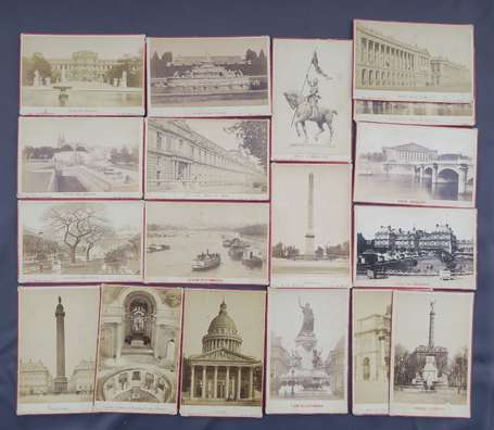 PARIS - 18 photographies sur carton 1880/90 - 16 x