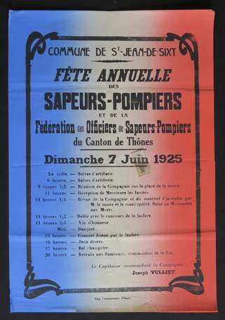 Affiche - POMPIER - 7 juin 1925 - Affiche de la 