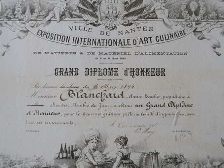 NANTES - GASTRONOMIE - Grand diplôme d'honneur de 