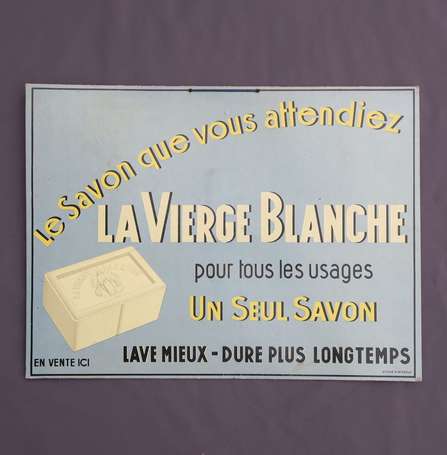 SAVON LA VIERGE BLANCHE - panonceau publicitaire 