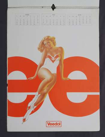 VEEDOL : 2 calendrier 1983 illustré de Pin-up 