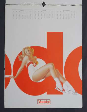 VEEDOL : 2 calendrier 1983 illustré de Pin-up 