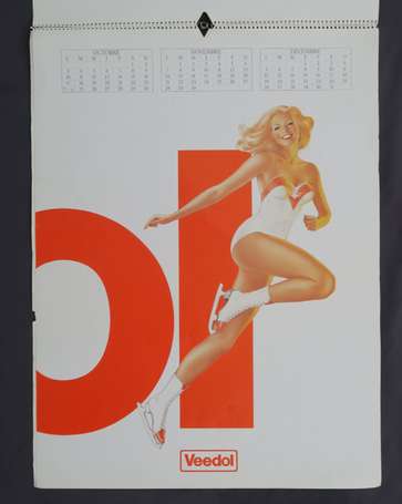 VEEDOL : 2 calendrier 1983 illustré de Pin-up 