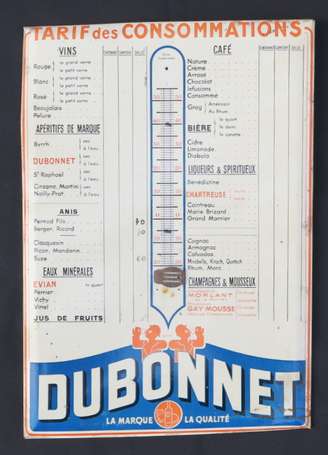 DUBONNET -: tarif des consommation - glaçoïde 