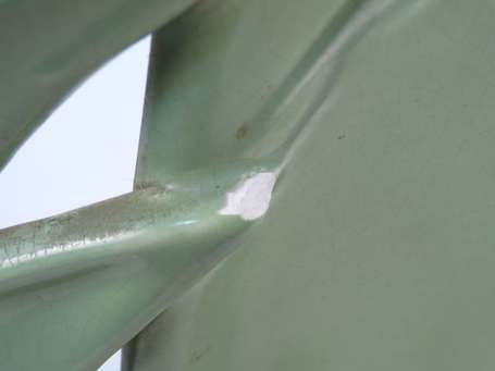Bateau en céramique vert d'eau Art Déco - 31,5 cm 
