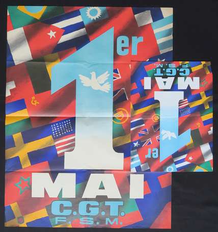 CGT - 1er mai 1965 - affiche 58 x 77 cm - on y 