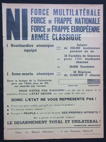 FEDERATION ANARCHISTE - lot de 3 affiches 56 x 