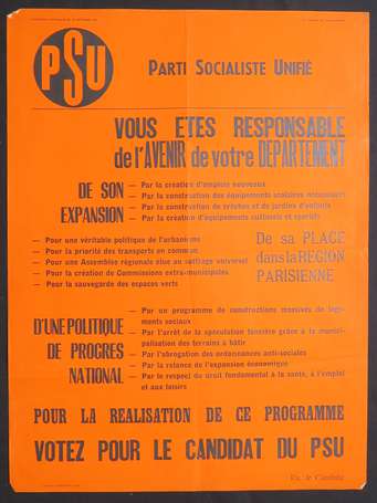 PSU - Parti Socialiste Unifié - lot de 4 affiches 