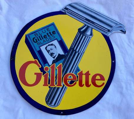 RASOIR GILLETTE : Plaque émaillée double face , 